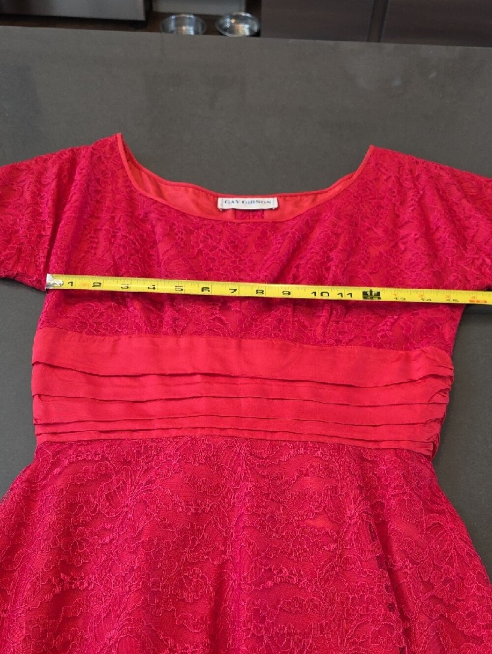 1950s Red Lace Scoop-Neck Midi Dress - Picture 8 of 9